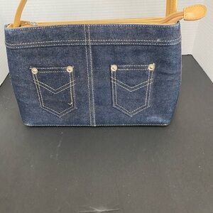 Chic Denim Tote with Tan Accents